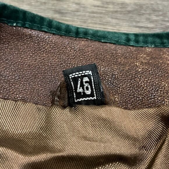 Vintage 70s German Trachten Embroidered Leather Jacket Size 46 Echts Leder Brown - Picture 8 of 13